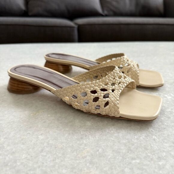 STAUD Women's Simone Crochet Heels, Cream, Off White, 7.5 - Picture 4 of 8